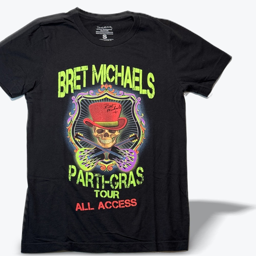 Bret Michaels Band Tee Parti-Gras Tour All Access Graphic T Shirt Mens Small